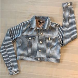 FOREVER 21 Striped Denim Jacket, Size Small